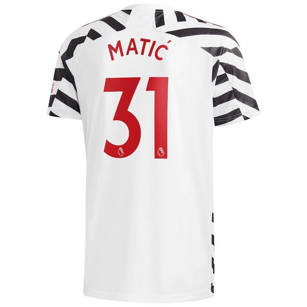 Camiseta Manchester United NO.31 Matic Replica Tercera Ropa 2020/21 Blanco